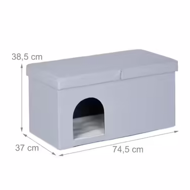 Relaxdays Cat Cave in Grey with Lid
