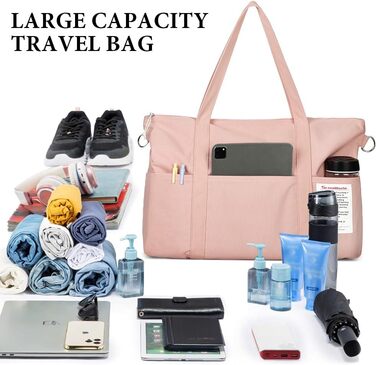 Спортивна сумка Flintronic для жінок, дорожня сумка-мішок, сумка на вихідні з чохлом для візка, водонепроникна, сумка для тренажерного залу, дорожня сумка, ручна поклажа для спорту, подорожей, літака (Рожева)