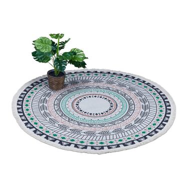 Relaxdays Round Rug with Mandala Design