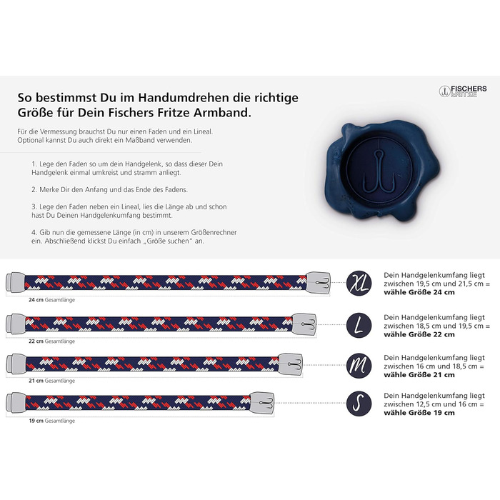 Браслет на руку Fischer Fritze для плавання та віндсерфінгу, чорний, ручної роботи, водонепроникний, 24 см