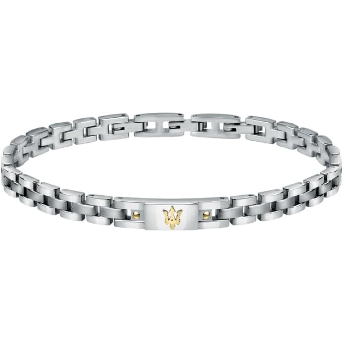 Браслет чоловічий Maserati JEWELS з нержавіючої сталі з позолотою, сірий - JM420ATH05