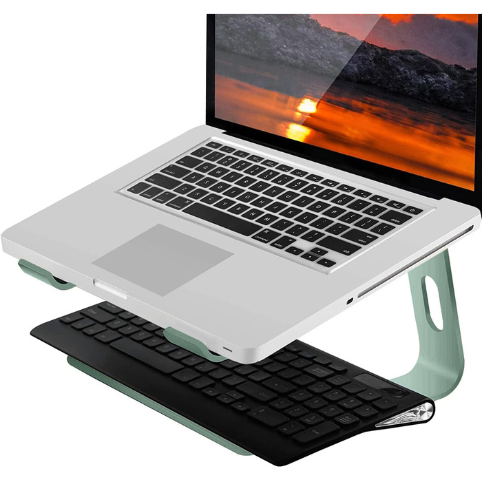 Підставка для ноутбука Orionstar, ергономічна, алюмінієва, з вентиляцією, сумісна з MacBook, Samsung, 10-15.6 дюймів, сіра (зелена)