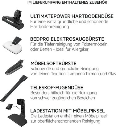 AEG HYGIENIC 5000 AS52HP25SH Cordless Vacuum Cleaner / 2in1 / Pleasantly Quiet at 80 dB(A) / 58% Recycled Material / Up to 55 Minutes of Runtime / Automatic / Self-Standing / Suitable for All Floors / Includes Accessories, White Model 2023 25.2V White Complete Accessories