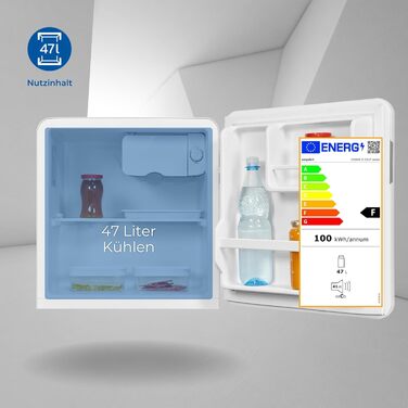 Exquisit Mini Холодильник CKB45-0-031F білий: 47 л, без морозильної камери, ретро стиль