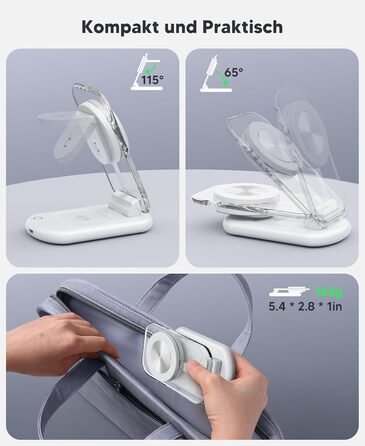 Зарядний пристрій MagSafe 3-в-1 для iPhone 17/16/15/14/13/12 Pro Max/Air/Plus/Pro та Apple Watch 10/9, AirPods 3/2/Pro (сріблястий, 2 шт.)