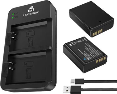 Акумулятор Homesuit LP-E10 1600mAh та LED-зарядний пристрій для Canon EOS 1100D, 1200D, 1300D, 2000D, Rebel T3, T5, T6, T7, Kiss X50, Kiss X70 (2 шт.)