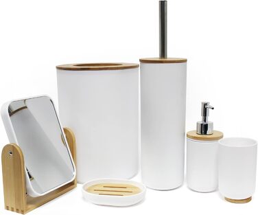 Дозатор мила Smart, білий, з бамбуковим декором, 7,2 x 17,5 см (Полістирол)