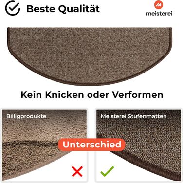 Сходинкові килимки Casa Pura London, 15 шт., 11 кольорів, міцне кріплення, стабільна кутова рейка, колір: напівкруглий, світло-коричневий