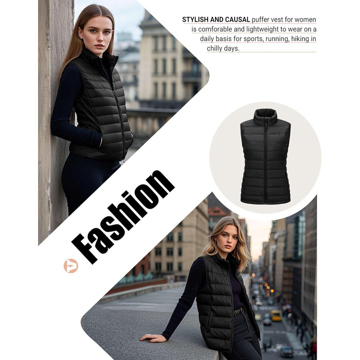 Жіноча степна жилетка Outdoor Ventures: тепла, легка, для туризму та велоспорту, з капюшоном, чорна, XL