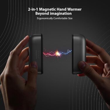 Електричний грієчка для рук SUPPOU 2 шт. 5000mAh з LED-ліхтариком, акумуляторний, для активного відпочинку та спорту, сірий