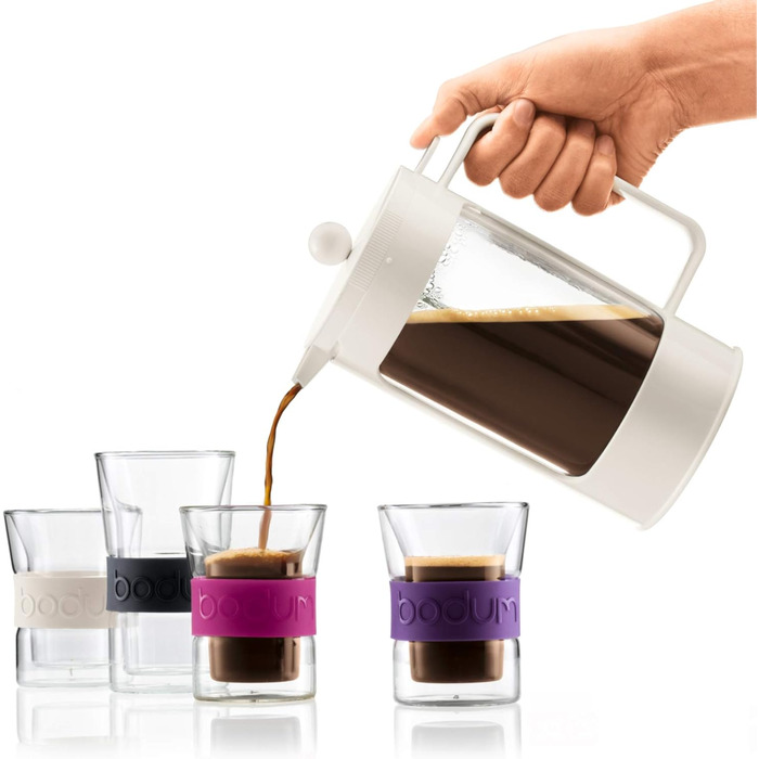 Bodum BEAN Coffee Maker for 8 Cups (Press Filter System, Insulated, Drip-Stop, 1.0 liters) (Creme, 8 Cups)