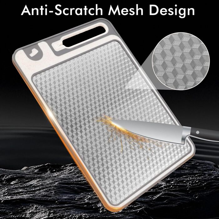 Ніжне велике обрізне дошка XIAPIA з нержавіючої сталі 304 та пластику з точилкою для ножів, 44x30x2,6 см, з соковидавом та лінійкою, антибактеріальне, без BPA