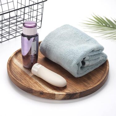 Round Wooden Tray, Acacia Wood Serving Tray, Serving Platter, Appetizer Charcuterie Board, Tray Organizer for Kitchen/Countertop, 35.1 x 35.1 x 2 cm