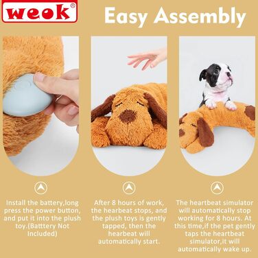Heartbeat Puppy Toy – Comfort Cuddle Pillow, to Relieve Anxiety, Soothing Aid, Heartbeat Toy for Dogs, Puppy Heartbeat Toy, Sleep Aid