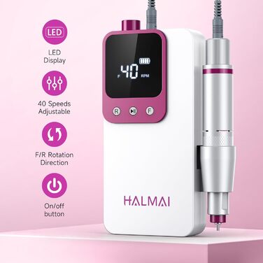 Електричний фрезер для нігтів HALMAI HMC320: професійний, портативний, 40000RPM, для акрилу та гелю