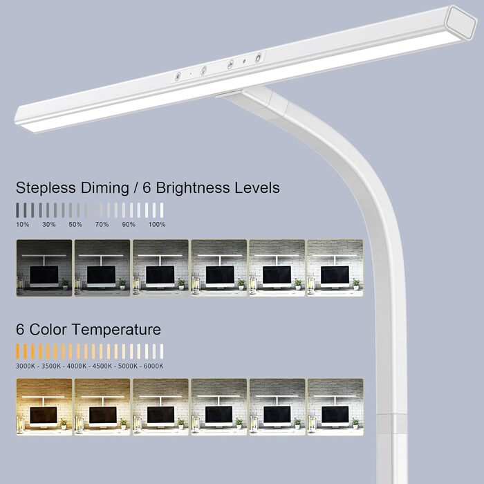 LED лампа для столу EppieBasic з регулюванням яскравості, 24W, для офісу та дому, захист очей, 6 кольорів, авто-диммування