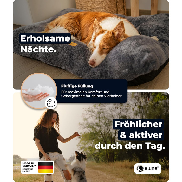 Belune® Делюкс подушка для собак [Світло-сірий, L (130x80x15 см)] - миється, ліжко для великих собак, подушка для собак великих порід світло-сіра L (130x80x15 см)