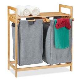 Relaxdays Laundry Basket with 2 Compartments and Storage