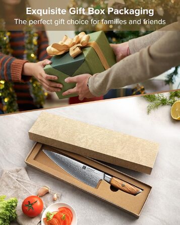 Професійний шеф-ніж XINZUO Lan Series Gyuto 21.2 см, кований дамаск із порошкової сталі (73 шари), ергономічна ручка з оливкового дерева