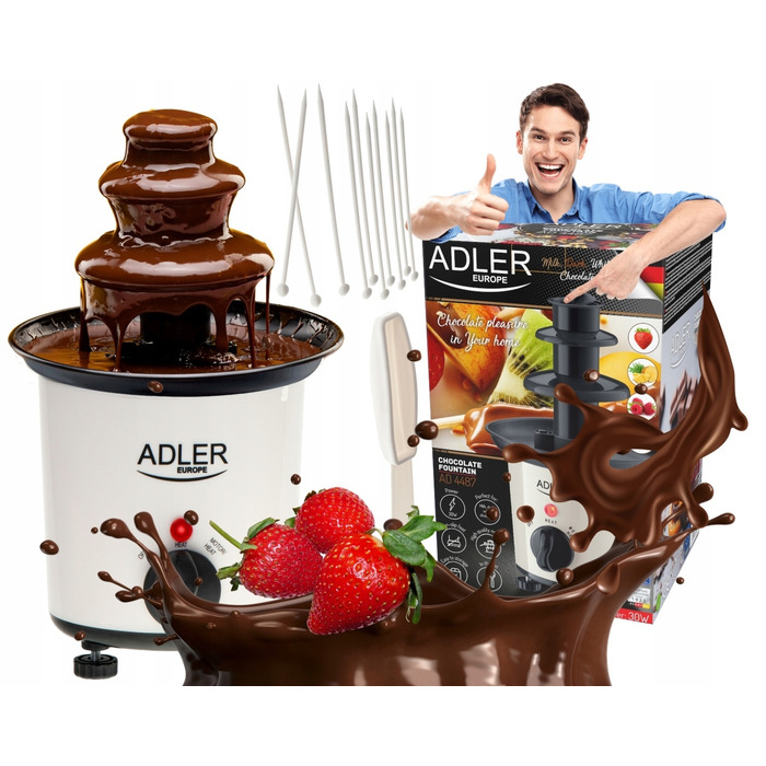 Шоколадний фонтан Adler AD4487, білий, 30 Вт