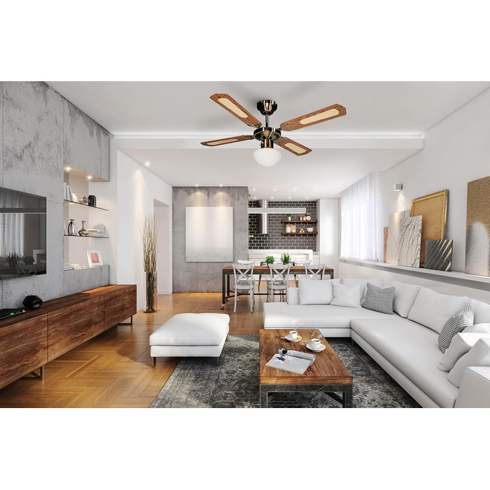 Вентилятор стельовий Farelek Bali, 107 см, коричневий