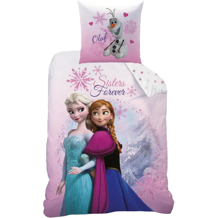 Комплект постільної білизни Disney Frozen/Ice Queen, рожевий, 135x200 см, 80x80 см