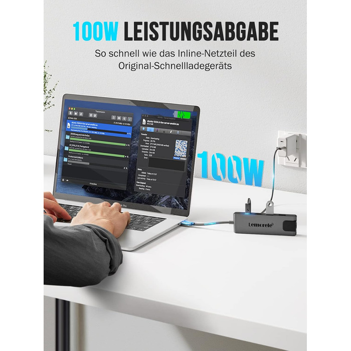 Lemorele USB-C хаб 14-в-1: док-станція з 3 портами дисплея (2 HDMI 4K + VGA), 5 USB (3x USB 3.0), 100W PD, SD/TF кардрідер, аудіо, сумісна з MacBook, Dell, Windows