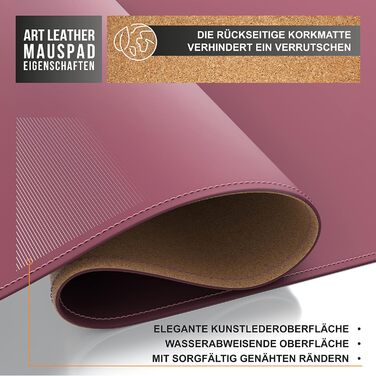 CSL Килимок для миші XXL на стіл з екошкіри та корка 800x400 мм - Чорний (C: Рожевий) - Для офісу та дому