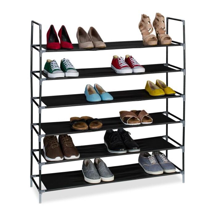 Relaxdays shoe rack with fabric shelves, 1 m