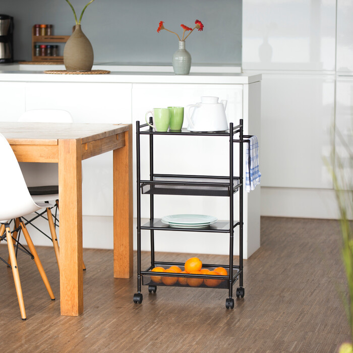 Relaxdays Narrow Rolling Cart with 4 Shelves