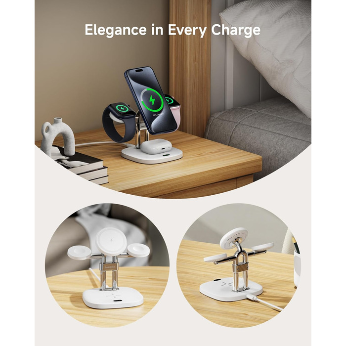 Зарядний пристрій 2 в 1 для Apple Watch та iPhone, SwanScout 709M (Білий)