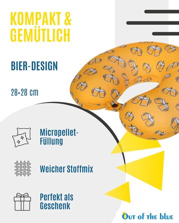 Подушка для шиї з мікрогранулятом - компактна подушка-воронка для подорожей, 30x30 см, ергономічна, для літака та поїзда