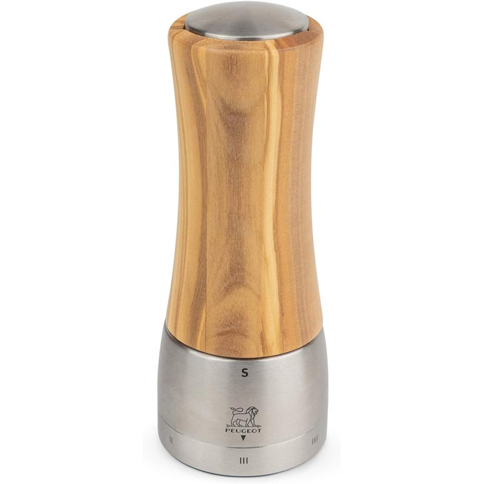 Peugeot Madras Manual Salt Grinder, Grind Setting u'Select, Height: 16 cm, Olive Wood, 36157