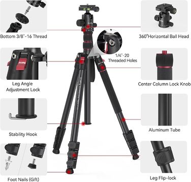 Штатив SMALLRIG з моноподом та кульовою головкою 360° (36 мм), 78'/200 см, вантажопідйомність 15 кг, для фото та відеозйомки