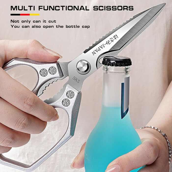 Ніж-ножиці кухонні з нержавіючої сталі, універсальні, з відкривачем для пляшок, для птиці, риби, м'яса, зелені, горіхів, придатні для миття в посудомийній машині