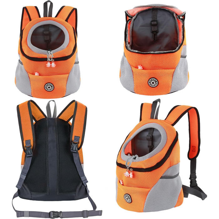 Шлейка для собак та цуценят, переноска-рюкзак, дихаюча, для прогулянок та походів (L, помаранчевий)
