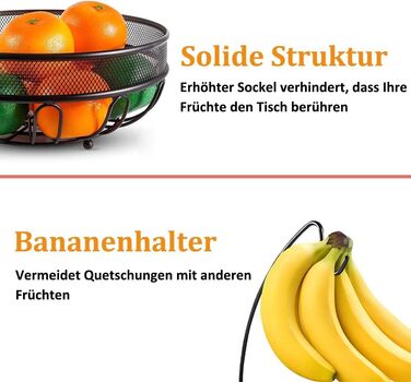 Металева фруктова корзина Bomclap з тримачем для бананів - стильна кухонна корзина для фруктів, овочів та закусок - бронза