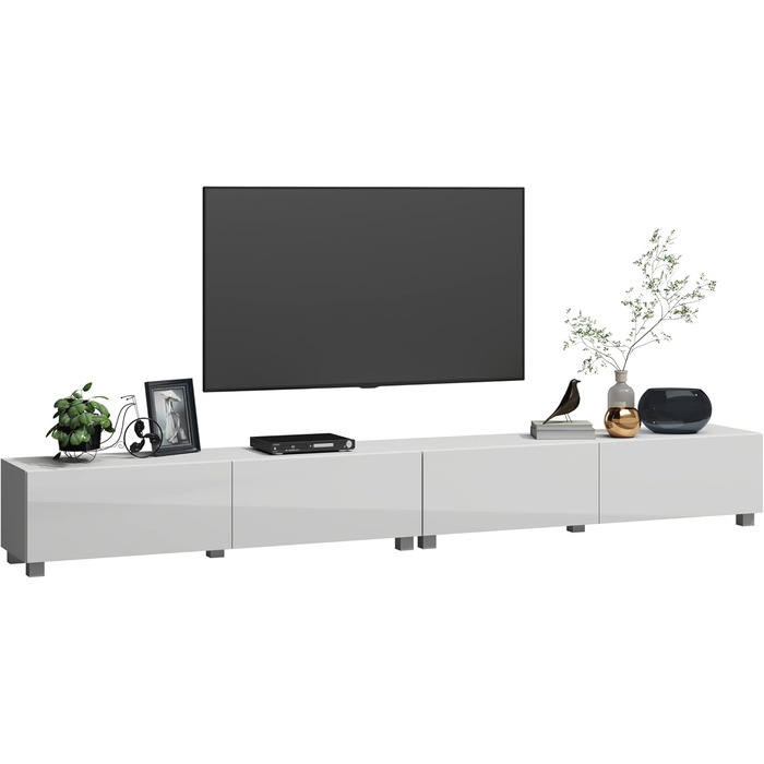 4housedesign® TV Board Lowboard Hanging | TV Cabinet Sideboard Living Room | Lowboard Living Room TV Shelf TV Board Hanging TV Cabinet TV 55 Inch - TV Lowboard Black Matt (240 (2x120), White Glossy)