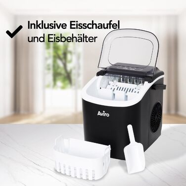 1.3L Countertop Ice Maker - Self-Cleaning - 12kg/24lbs - Makes 9 Cubes Every 6 Minutes - Black