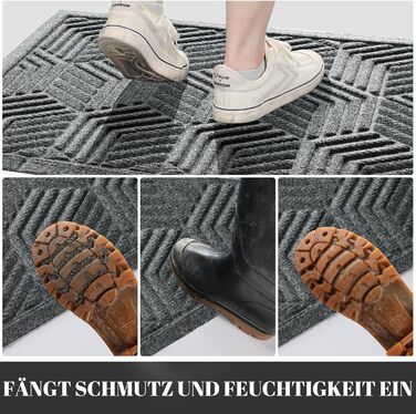 Килимок для дому та вулиці Yimobra - антиковзаючий, миючий, вологостійкий, 75 x 43 см, чорно-сірий