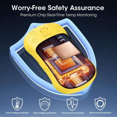 Електричні грілки для рук, 2 шт. 6000mAh, акумуляторні, багаторазові, для активного відпочинку, полювання, гольфу, кемпінгу, теплий подарунок для жінок, чоловіків, дітей (Жовтий)