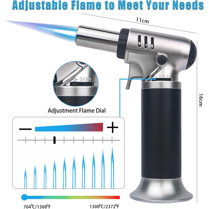 Кулінарний газовий пальник-фламбе Bunsen для кухні та кемпінгу з замком безпеки, для десертів та випічки