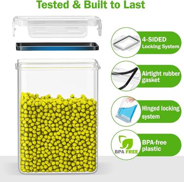Набір контейнерів для зберігання продуктів – 24 шт. з герметичними кришками, BPA-free, для кухні. Підходять для борошна, цукру, круп та випічки, об'єм 33.6л