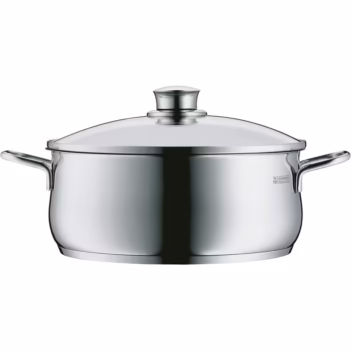 WMF Diadem Plus Induction Cookware Set, 5-Piece, Cookware Set with Glass Lids, Polished Cromargan Stainless Steel, Induction Cookware Set Uncoated, 5-Piece (including saucepan)