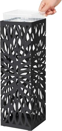 Стійка для парасоль та трекінгових палиць SONGMICS, чорна, металева, з піддоном, 4 гачки, 49H см