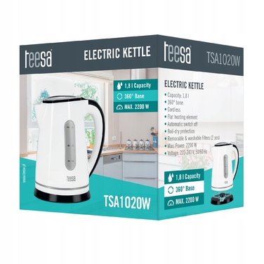 Електричний чайник Teesa TSA1020W, 2200 Вт, 1,8 л, білий