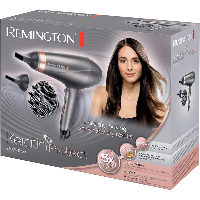 Випрямляч для волосся Remington S8593 Keratin Protect з датчиком захисту від перегріву, кератин-керамічне покриття з мигдалевою олією, цифровий дисплей, 160-230°C
