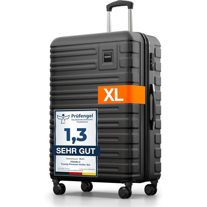 Чемодан туристичний великий 77см, 100л, з TSA замком та плавними колесами | Travely
