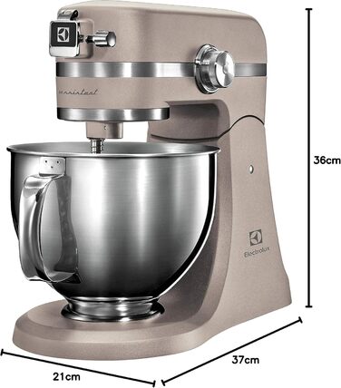 Тістоміс Electrolux EKM5570 з нержавіючої сталі, 1200 Вт, 10 швидкостей, з вінчиком та кришкою, пісочний колір