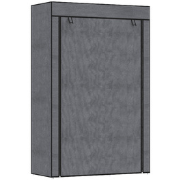 HOMCOM Clothes Closet Fabric Wardrobe with Clothes Rail, 6 Compartments, Foldable Wardrobe in Felt-like Fabric, Folding Closet for Bedroom, Hallway, Dark Grey, 103 x 43 x 162.5 cm | Aosom